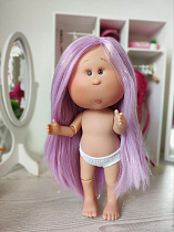 Шарнирная кукла Mia Nines d'Onil без одежды сиреневые волосы Glitter, 30 см