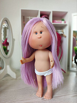 Кукла Miа с сиреневыми глиттерными волосами Nines d'Onil без одежды, 30 см